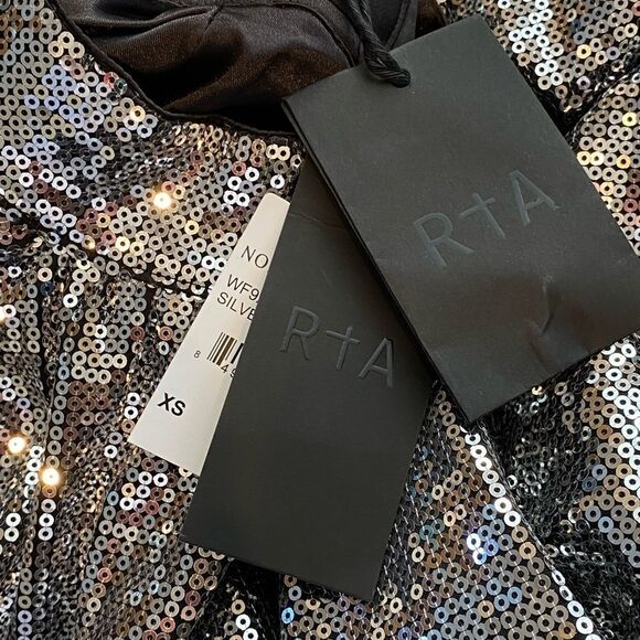 RtA Tennessee Peasant Silver Sequin Bell Sleeve Top Sz XS NWT - Picture 9 of 16